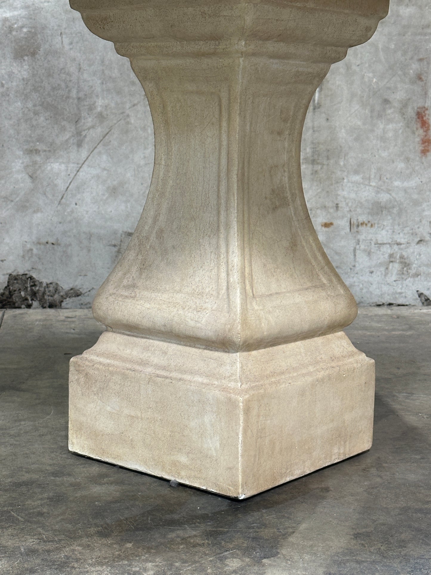 Michael Taylor Designs Cast Stone Console Table, Limestone Pedestal, 42in