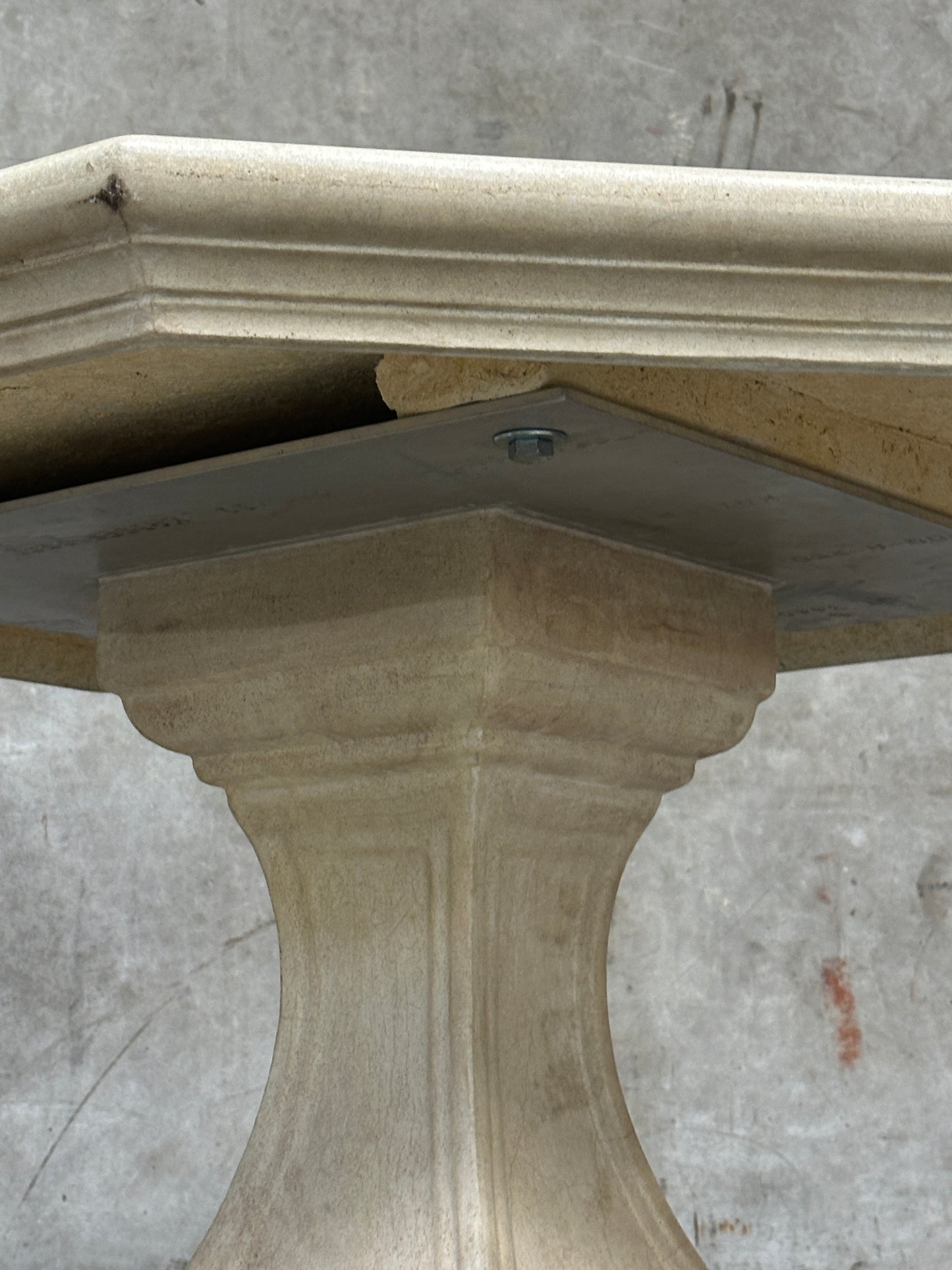 Michael Taylor Designs Cast Stone Console Table, Limestone Pedestal, 42in