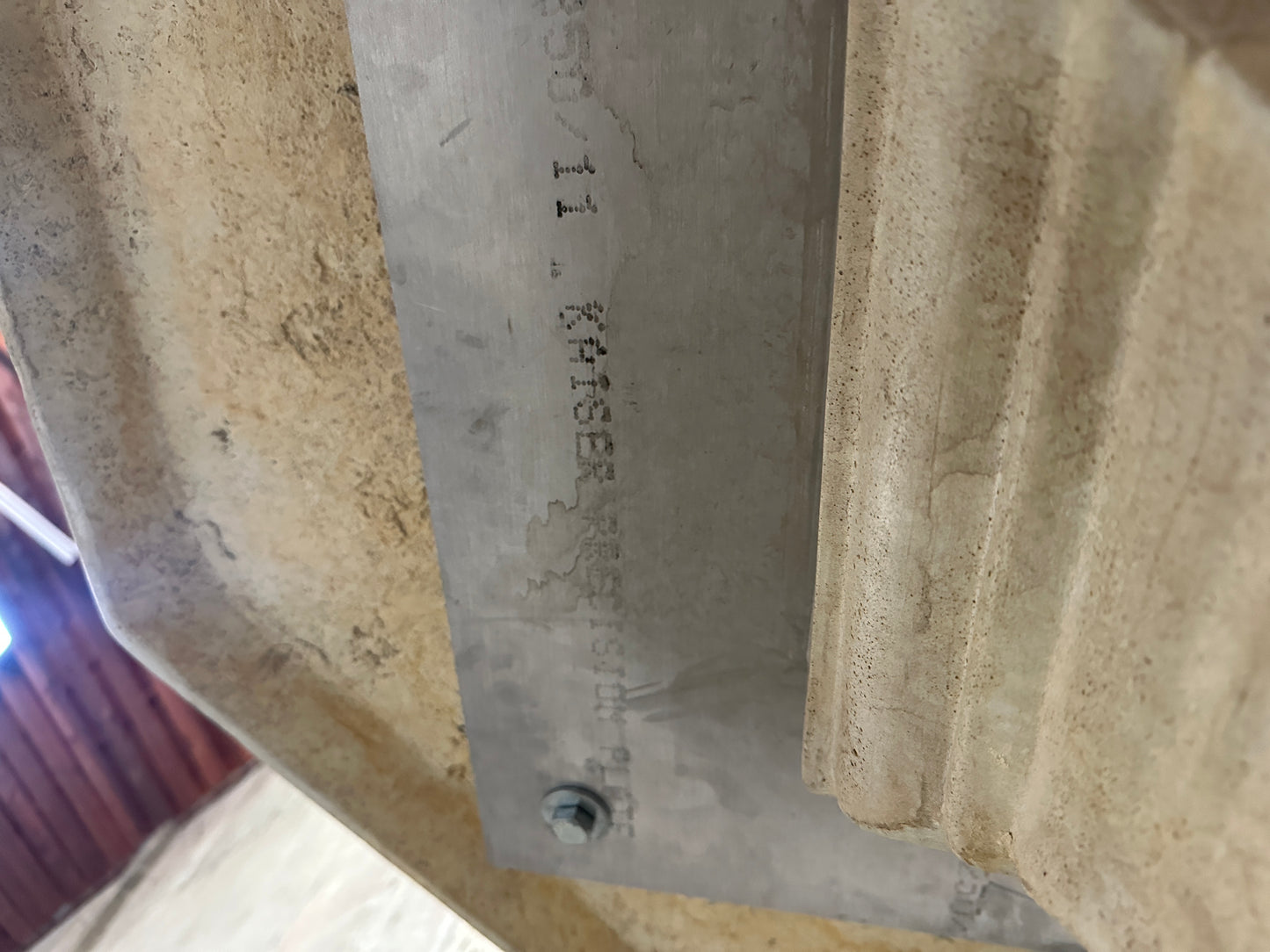 Michael Taylor Designs Cast Stone Console Table, Limestone Pedestal, 42in
