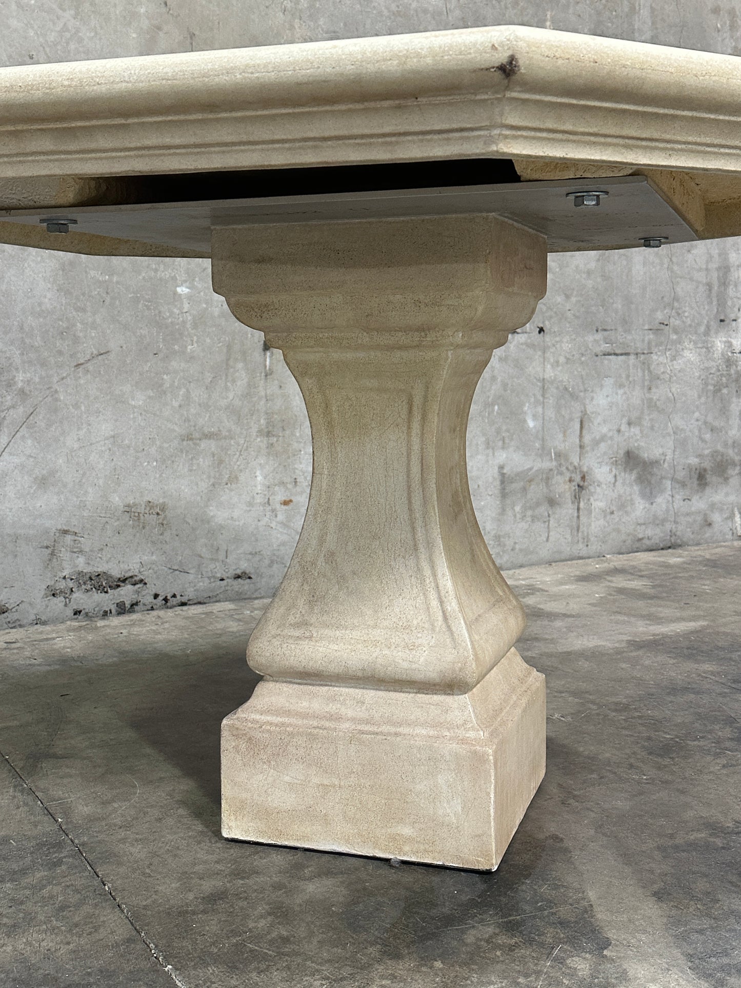 Michael Taylor Designs Cast Stone Console Table, Limestone Pedestal, 42in