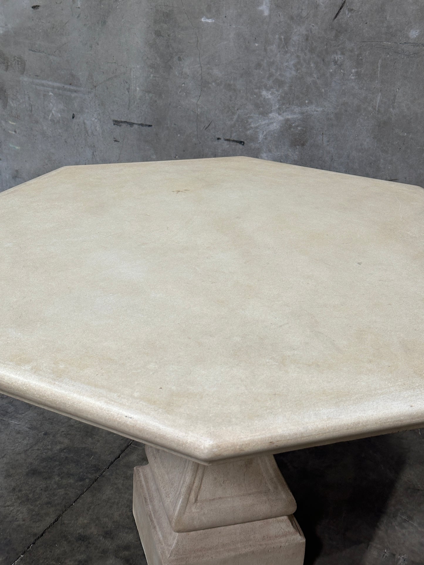 Michael Taylor Designs Cast Stone Console Table, Limestone Pedestal, 42in