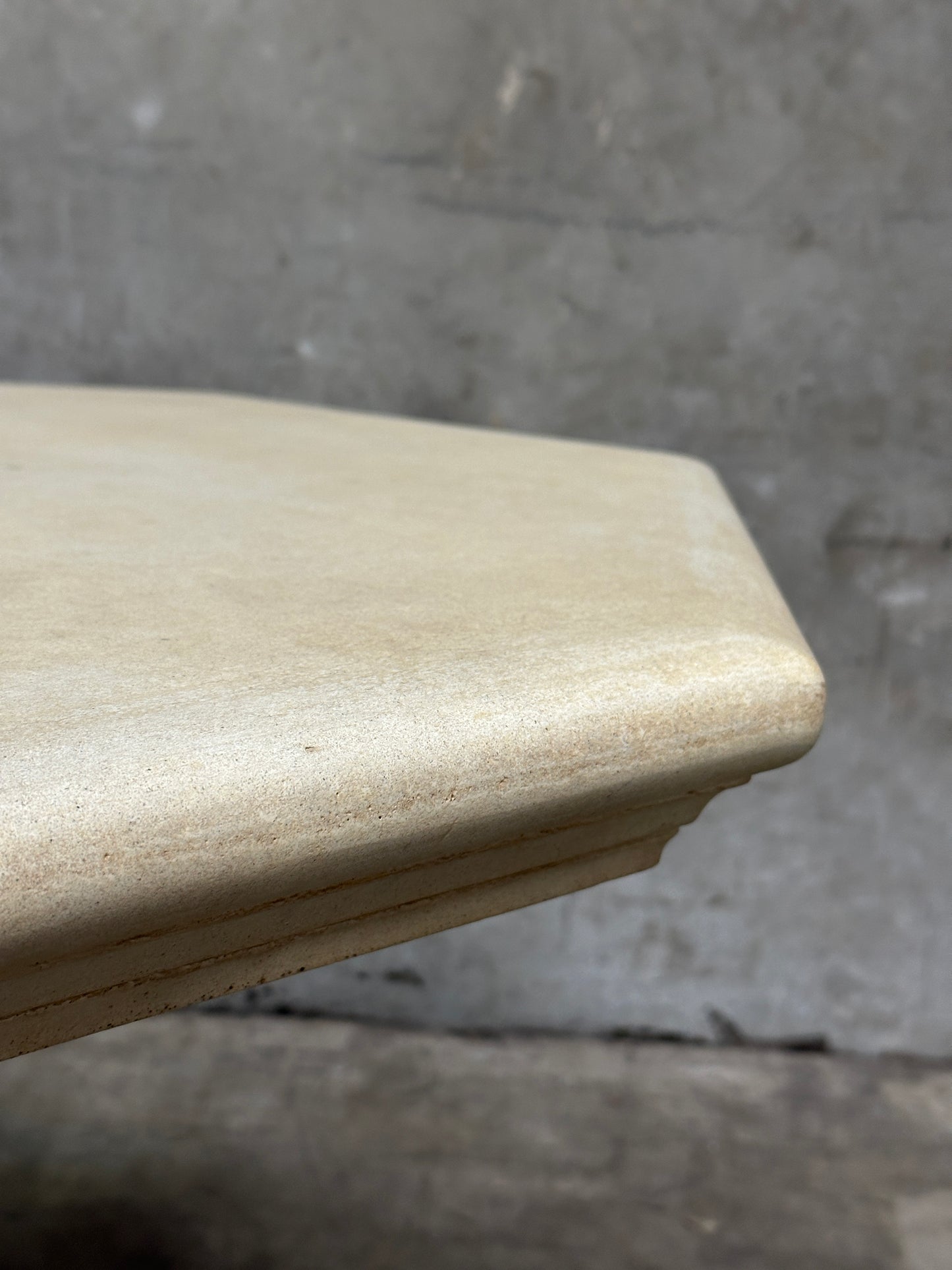 Michael Taylor Designs Cast Stone Console Table, Limestone Pedestal, 42in