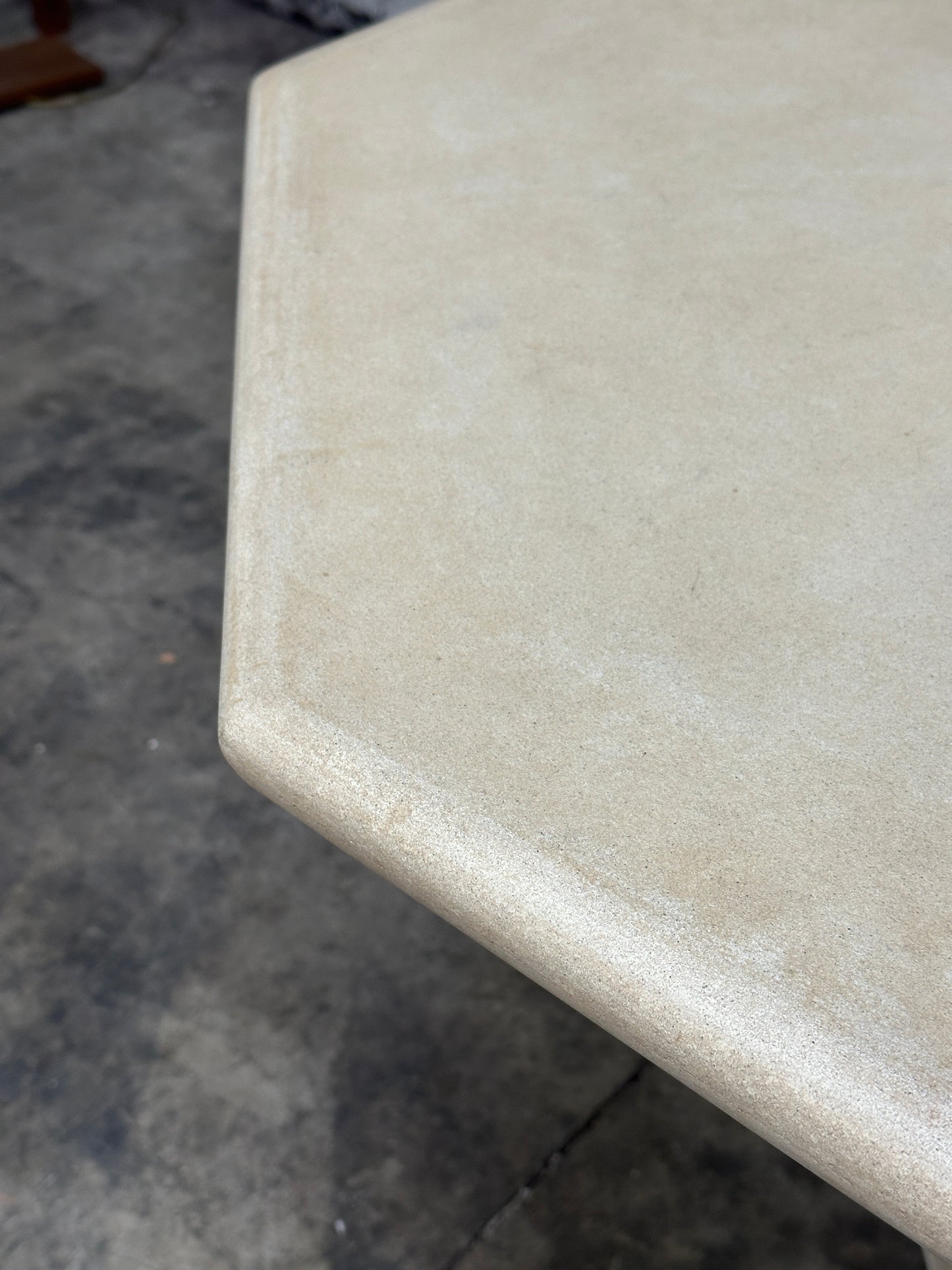 Michael Taylor Designs Cast Stone Console Table, Limestone Pedestal, 42in
