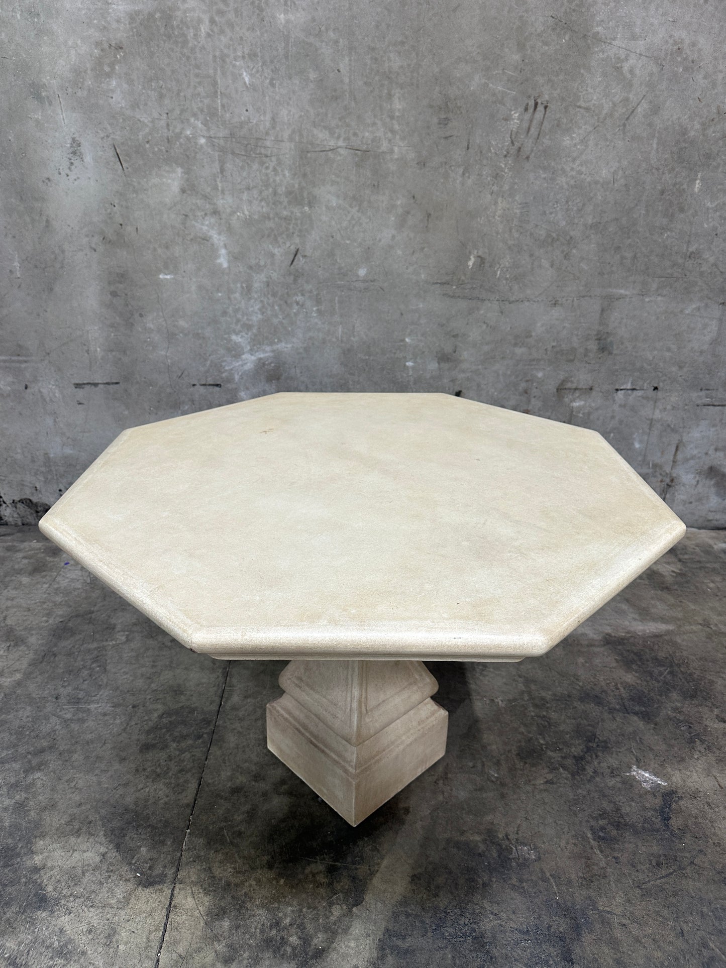Michael Taylor Designs Cast Stone Console Table, Limestone Pedestal, 42in
