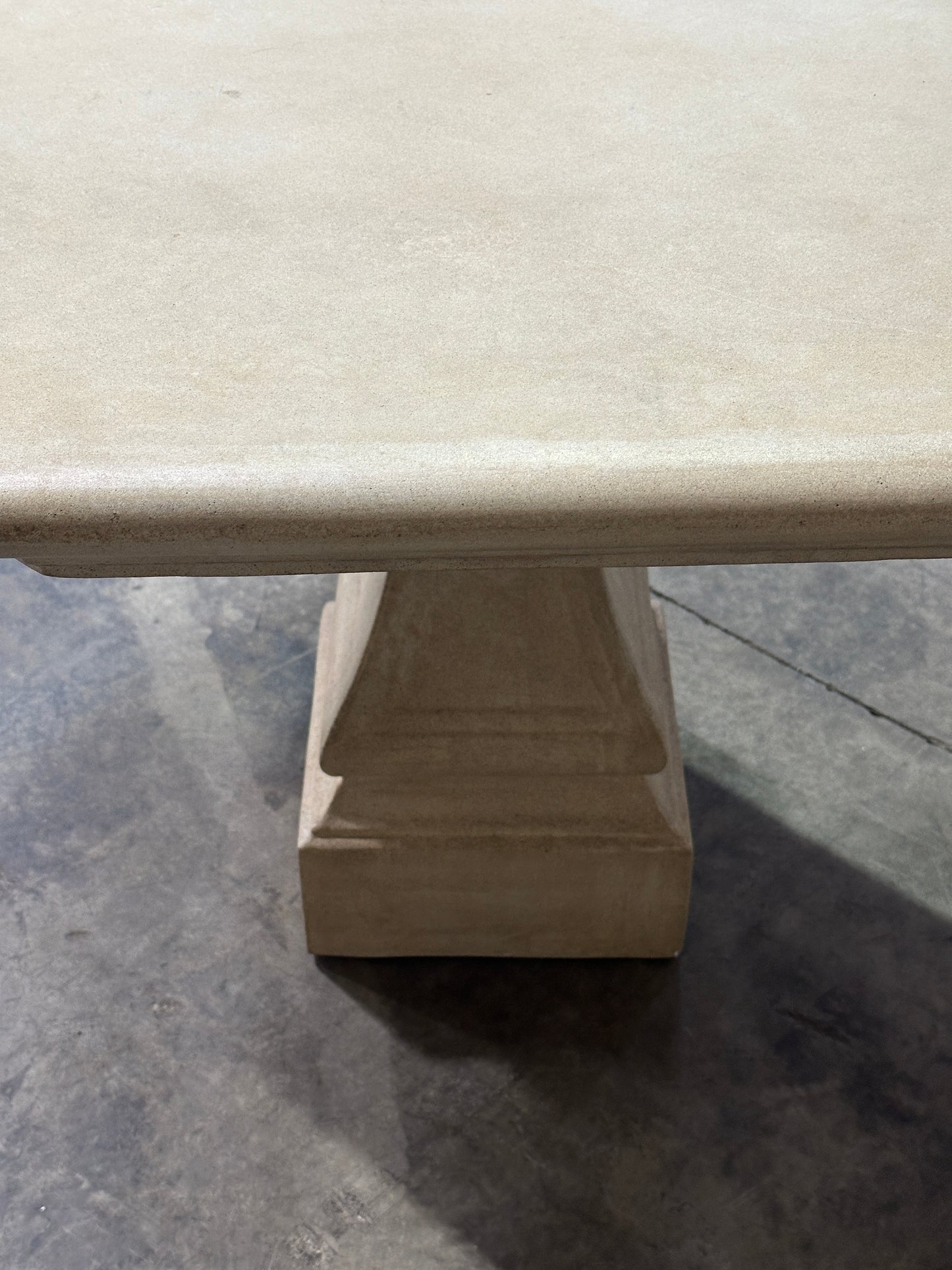 Michael Taylor Designs Cast Stone Console Table, Limestone Pedestal, 42in